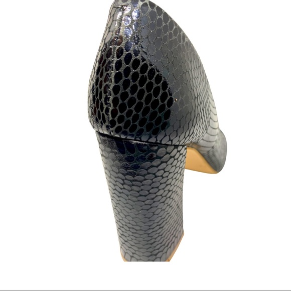 Shoes of Prey Black Croc Peep Toe Block Heel - Picture 7 of 13